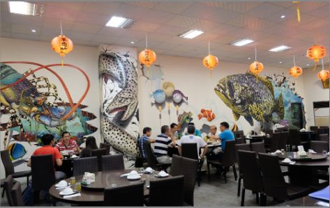 建宁海鲜餐厅墙体彩绘